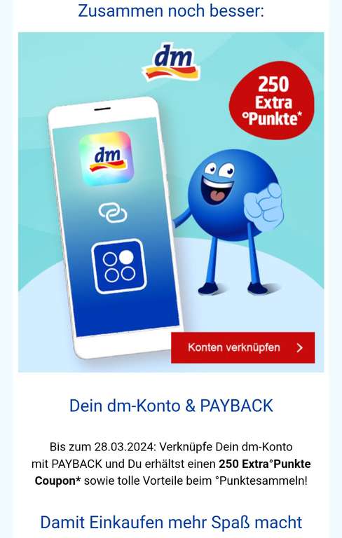 [DM | Payback] 250 Paybackpunkte für Kontoverknüpfung bei DM - personalisiert