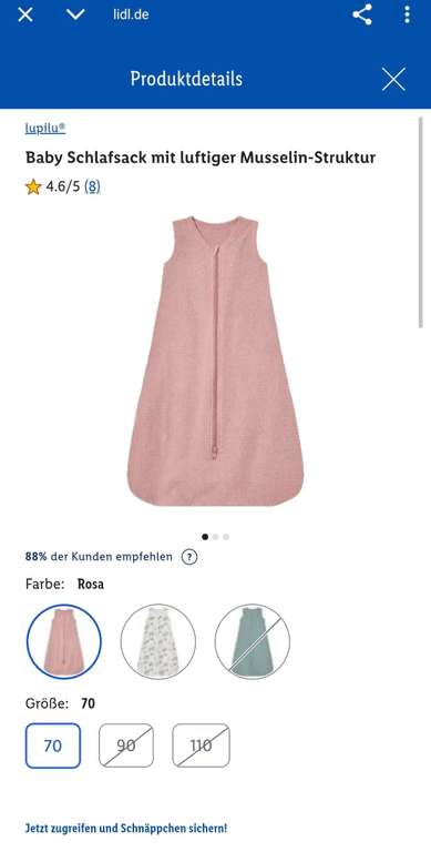 Baby Sommerschlafsack aus Musselin fr 7,99  bei Lidl | mydealz