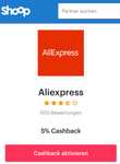 Aliexpress: 5 % Cashback mit Shoop statt 4 %, bis 30.04.2024
