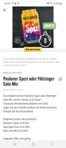 Edeka App Südbayern - 0,33l Dose Paulaner Spezi oder Flötzinger Cola-Mix, MEW 5 Euro