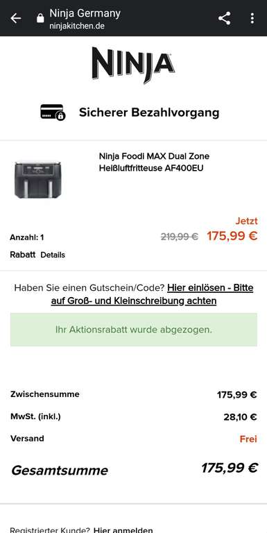 (CB) Ninja Foodi MAX Dual Zone Heißluftfritteuse AF400EU (corporate benefits)