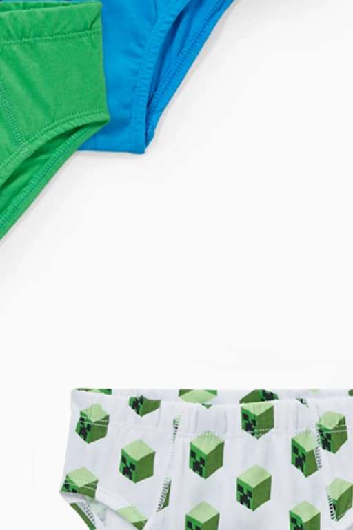 7er Pack der Minecraft - Slip Unterhosen für Kinder | 95% Baumwolle, 5% Viskose, Gr. 98 - 128
