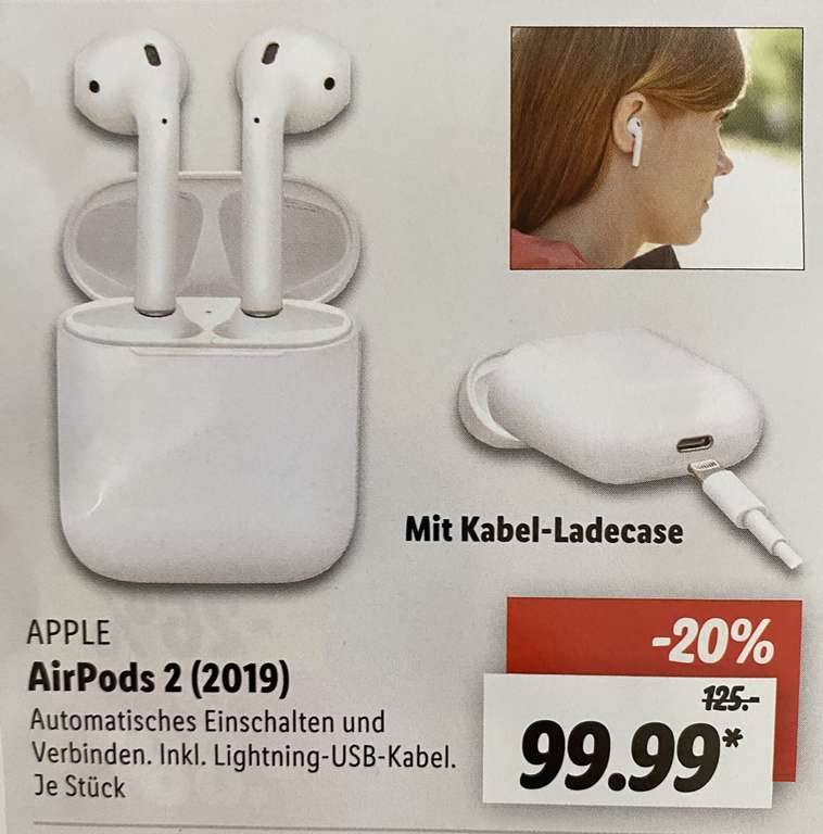[Lokal] Lidl Deidesheim | Apple AirPods 2 (2019) mit Kabel-Ladecase