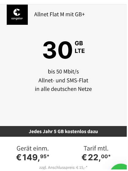 Telekom Netz: Google Pixel 8 256GB im Congstar Allnet/SMS Flat 30GB LTE für 22€/Monat, 149,95€ Zuzahlung