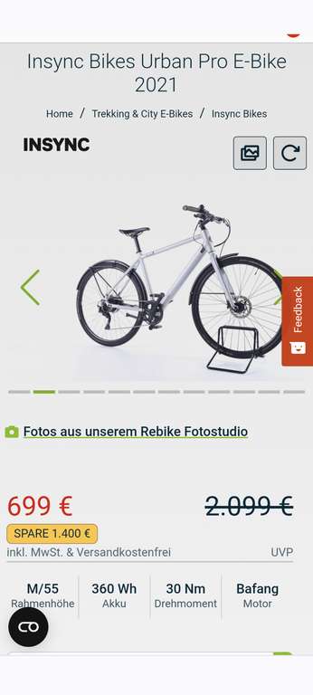 Insync Bikes Urban Pro E-Bike 2021 weiß