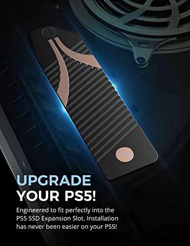 [Prime] SABRENT PS5 M.2 Kühler / Aluminium SSD NVMe Kühlkörper, M.2 Heatsink mit Wärmeleitpad - speziell Design für PS5 (SB-PSHS)