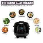Reishunger Digitaler Mini Reiskocher und Dampfgarer Schwarz | 0,6 L bis 3 Personen