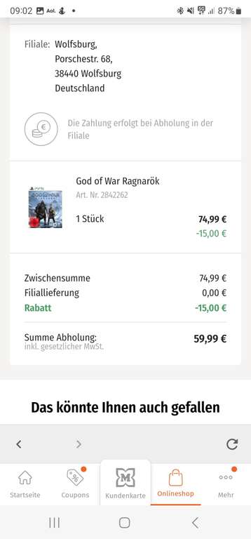 [Müller Abholung] God of war Ragnarök PS5