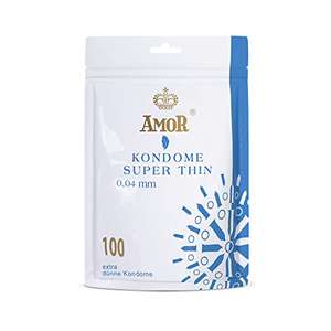 AMOR Premium Kondome Super Thin, Extra dünne Wanddicke 0.04 mm, Ø 53 mm, 100 Stück [PRIME/Sparabo]