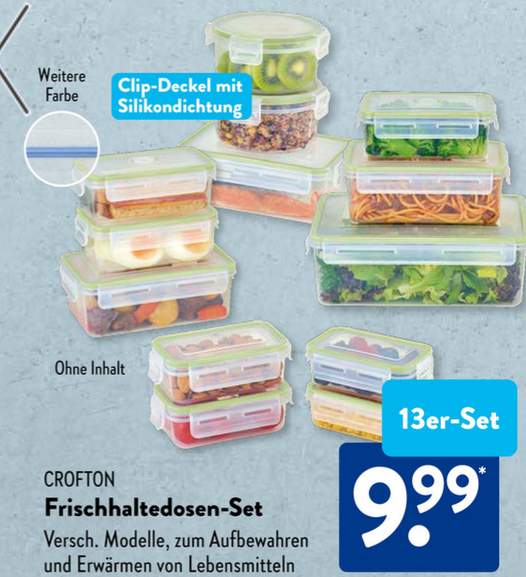 CROFTON Glas-Schüsselset für 3,99€ – Frischhaltedosen 13er Set bei ALDI SÜD