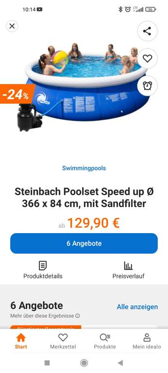 [Lokal Toom Halle] Steinbach Poolset Speed up 366 x 84 cm - Pool mit Sandfilteranlage