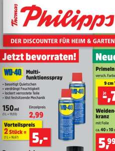 Philipps 2 X WD-40 Multifunktionsspray 150 ml ab 15.01 für 5 Euro 2 Stück und Einzelpreis 2,99€ Stück
