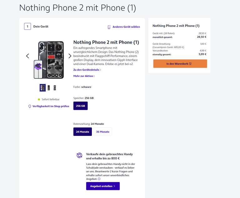 Nothing Phone (2) mit Refurbished Nothing Phone (1) O2 Ohne Vertrag.