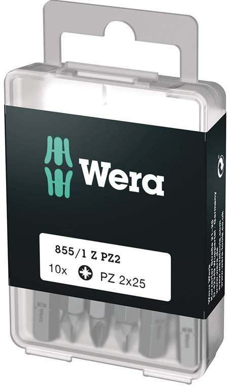 Wera Bit-Sortiment, 855/1 Z PZ 2 DIY, PZ 2 x 25 mm, 10 Bits pro Box 05072404001(Prime)
