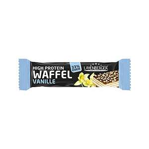 Layenberger High Protein Waffel Vanille, knuspriger Waffel Snack mit 33 % Eiweiß und nur 1,1 g Zucker je Riegel, (15 x 40 g)