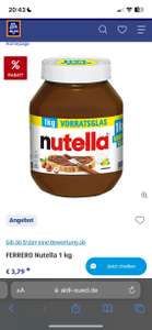 Nutella 1 KG für 3,79 Euro bei Aldi Süd