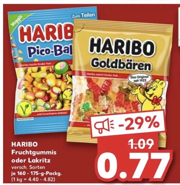 [Kaufland] Haribo-Packung für 0,69 bzw. 0,77€