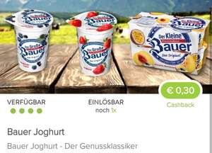 Marktguru Bauer Joghurt 30 Cent Cashback (bei LIDL offline)