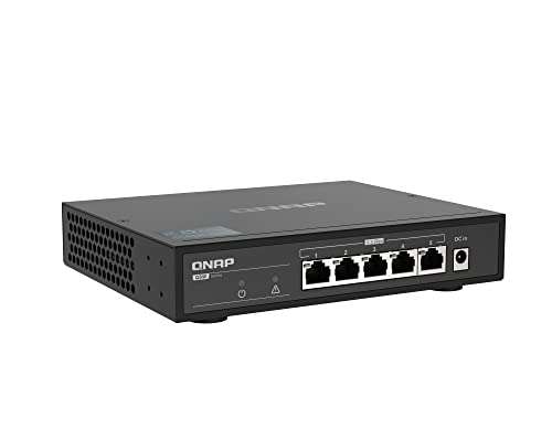 QNAP Systems QSW-1105-5T 5-Port Unmanaged Switch [5x 2,5GbE (RJ45), Lüfterlos, Plug & Play