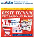 Pollin 7,50 Euro Sofort Rabatt ab 39€ Mindestbestellwert mit Code: FCEF29