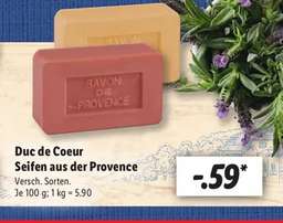[Lidl Filiale] Seife aus der Provence, 5 verschiedene Sorten 0,59€ 100 gramm, La Savonnerie Seife, feste Seife, Seifenstück,