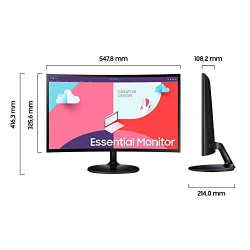 Samsung S36C Essential Curved Monitor S24C364EAU (24 Zoll, VA-Panel, Full HD-Auflösung, AMD FreeSync, 4 ms, Bildwiederholrate 75 Hz)