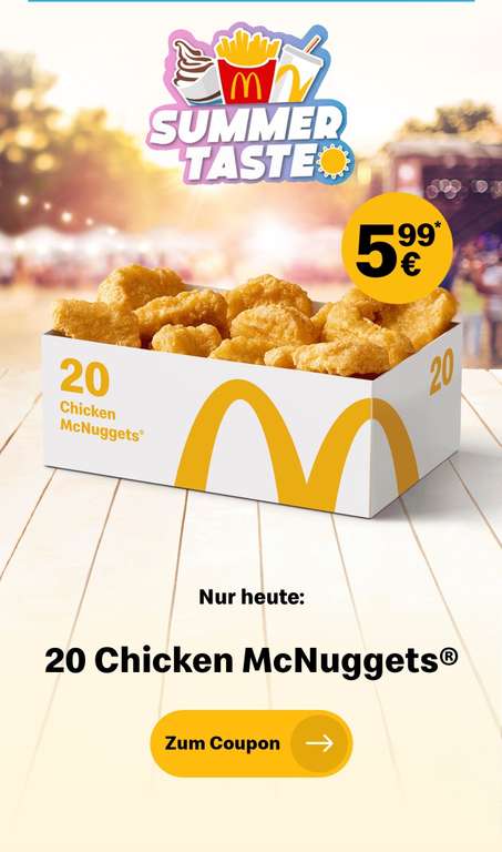 20 Chicken McNuggets für 5,99 mit App