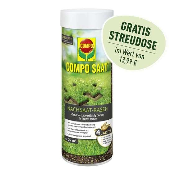 COMPO Rasendünger kaufen und kostenlose Rasen-Nachsaat erhalten (Wert 13,99€)