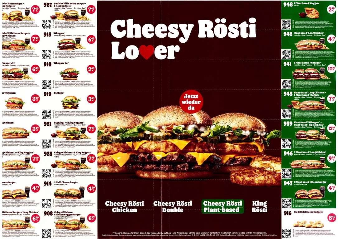 [Burger King] BK Coupons/Gutscheine gültig ab SA 07.01.2023 - FR 03.03.2023
