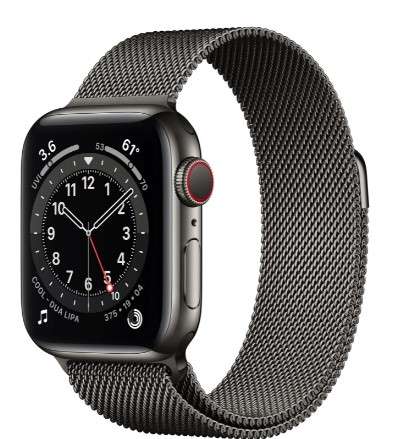Apple Watch Series 6 LTE/ Cellular, 40 mm, Edelstahl graphit, Milanaise graphit [Lokal Köln]