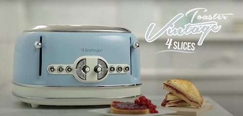 Ariete Vintage 156, 4-Scheiben-Toaster Retro, 6 Toaststufen, Auto Auswurf, Auftaufunktion, Herausnehmbares, 1600W, Grün