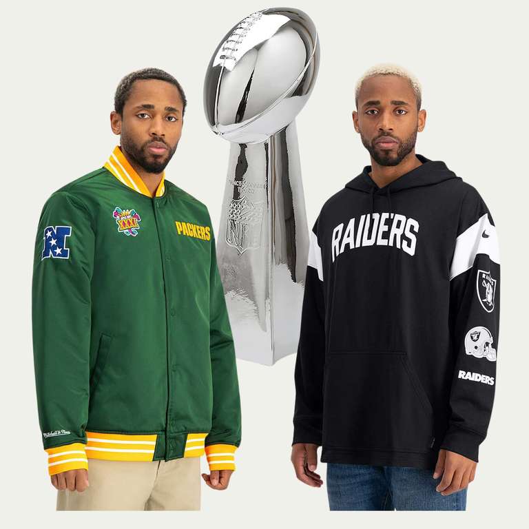 [KICKZ] Super Bowl Deal - 25% auf NFL Gear (auch Sale), zB: Green Bay Packers Heavyweight Satin Jacket 67,49€ / Raiders Hoodie 29,99€
