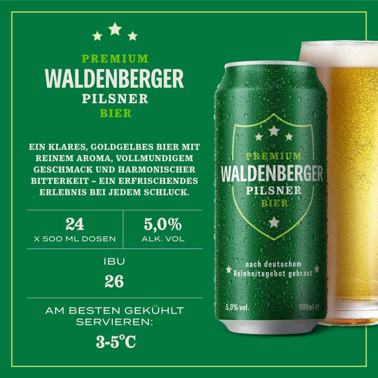 Waldenberger Premium Pilsner Bier, 24 x 0,5 l Prime Spar Abo