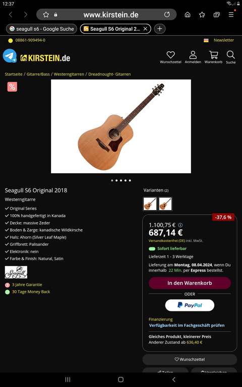 Gitarre Seagull S6