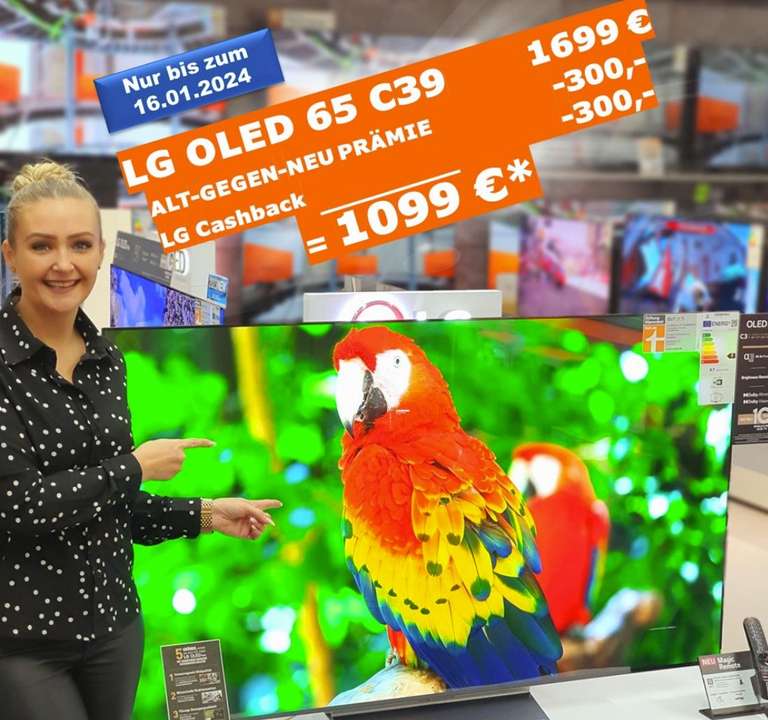 LG OLED65C39LC für 1099€ nach Cashback 65 Zoll OLED TV 100/120 Hz [Lokal Expert Dormagen]