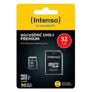 Intenso Premium microSDHC 32GB Class 10 UHS-I Speicherkarte inkl. SD-Adapter (bis zu 90 MB/s) [Prime/cyberport Abh]