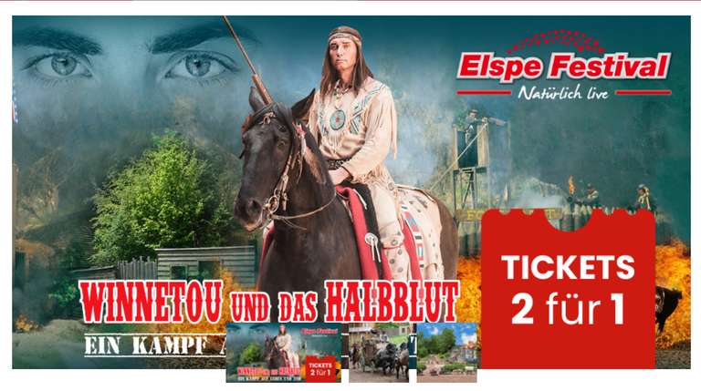 Karl-May-Festspiele Elspe Festival 2024: 2:1 Tickets (50% Rabatt) Winnetou und das Halbblut Ein Kampf auf Leben und Tod