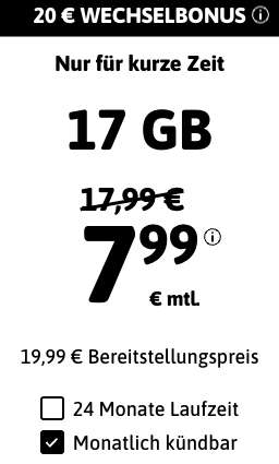 [Telefonica] BLACKSIM (Neue Drillisch Marke): 20€ Bonus bei RNM, z.B. 17GB + Telefonie- und SMS-Flat + VoLTE & WLAN Call für 7,99€