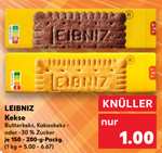 [Kaufland] 3x LEIBNIZ Kekse Butterkeks, Kakaokeks oder -30 % Zucker je 150 - 200-g-Packg. für je 0,67 € (Angebot + Coupon) - bundesweit