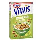 Dr. Oetker Vitalis Knuspermüsli klassisch, Knuspriges Frühstücksmüsli mit Rosinen, 7er Packung (7 x 600g) Spar-Abo