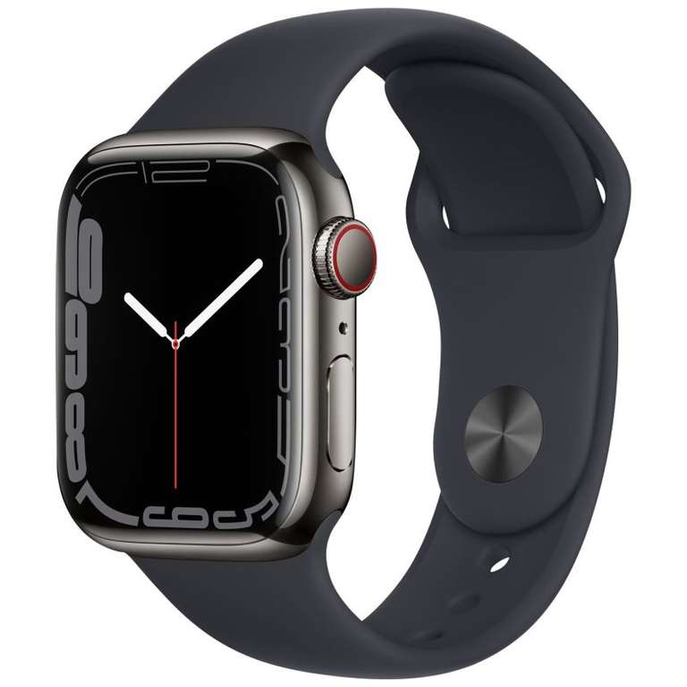 Edelstahl Apple Watch Series 7 41mm GPS Schwarz mit Sportarmband