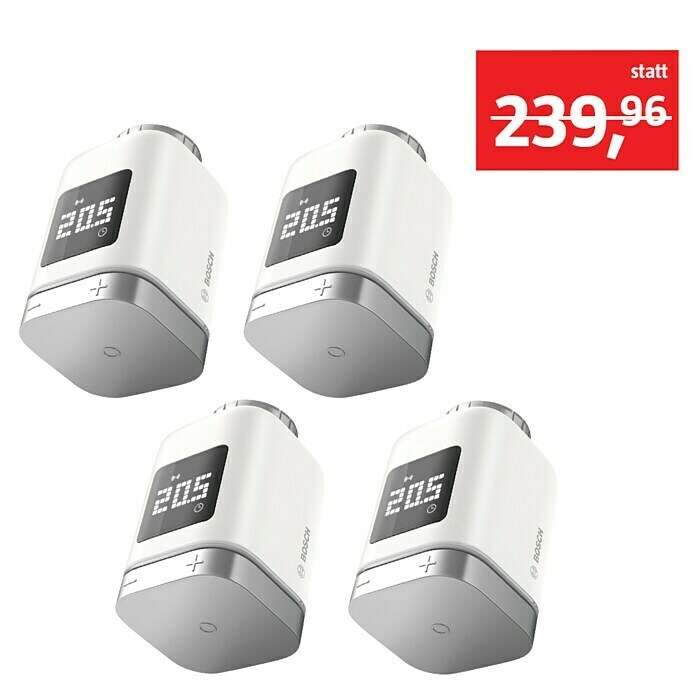 Bosch Smart Home Heizkörperthermostat II für 44,99 Euro bei Kauf von vier Stück - im Geschäft ohne Versandkosten