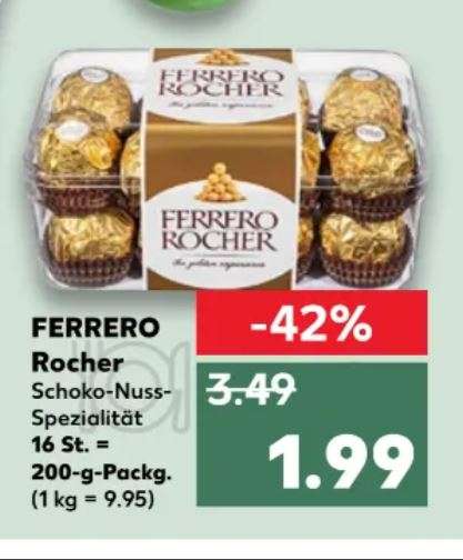 Ferrero Rocher 16 Pralinen je 200g Packung für 1,95 / 1,99-2,22 je nach Region bzw. Händler [Kaufland / Globus / Penny / Aldi Nord]