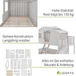Juskys Kinderbett Baumhaus 90x200 cm Weiß mit Rutsche, Dach & Lattenrost