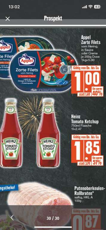 Heinz Ketchup 750 ml Glasflasche evtl Lokal in Bayern