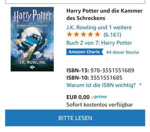 Harry Potter und die Kammer des Schreckens kostenlos ausleihen durch Prime reading ( Primeabo notwendig )