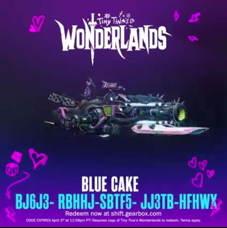 [PC, Xbox, Playstation] Tiny Tina's Wonderlands - Blue Cake Raketenwerfer SHiFT-Code