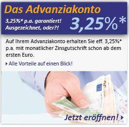 Advanzia Tagesgeld Konto Luxemburg 3,25 % Zinsen für 6 Monate für Neukunden ab 5.000 EUR