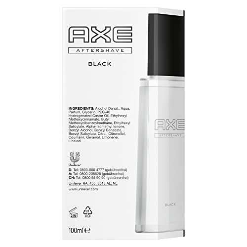 [PRIME/Sparabo] Axe Aftershave Black für gepflegte Haut mit würzig-maskulinem Duft nach Zedernholz und gefrorener Birne 100 ml