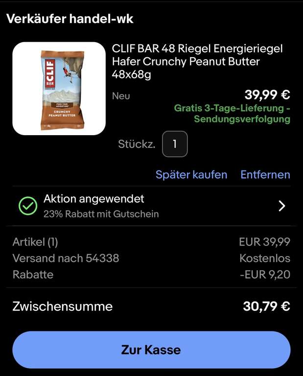 CLIF BAR 48 Riegel Energieriegel - 0,64€/Riegel